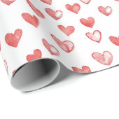 Rode Witte Harten Cadeaupapier (Rol Hoek)