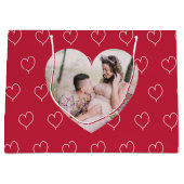 Rode witte harten foto Valentijnsdag Groot Cadeauzakje (Voorkant)