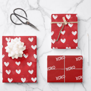 Rode Witte Harten Liefde Valentijnsdag Inpakpapier Vel
