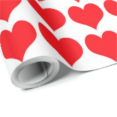 Rode Witte Harten Patroon Cadeaupapier (Rol Hoek)