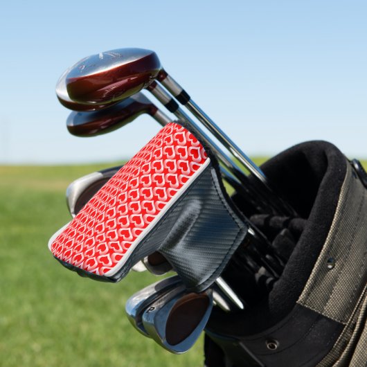 Rode Witte Harten Patroon Golfheadcover (Insitu)