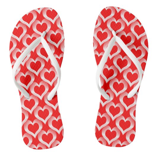 Rode Witte Harten Patroon Teenslippers (Voetbed)