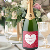 Rode witte harten Valentijnsdag Sparkling Wijnetiket