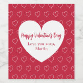 Rode witte harten Valentijnsdag Wijn Etiket (Enkel label)