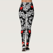 rode witte harten zwarte leggings tiener (Achterkant)