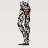 rode witte harten zwarte leggings tiener (Links)