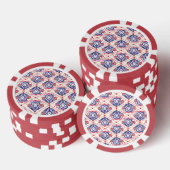 Rode Witte Hartenkoningin Linocut Poker Chips (Opstapeling)