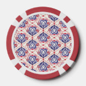Rode Witte Hartenkoningin Linocut Poker Chips (Achterkant)