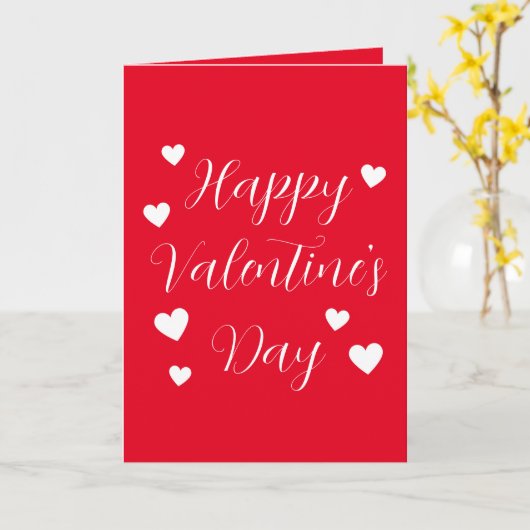 Rode Witte Hartjes Gelukkig Valentijnsdag  Kaart (Gele Bloem)