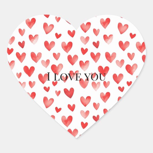 Rode Witte Hartjes Liefde Valentijnsdag Hart Sticker (Voorkant)