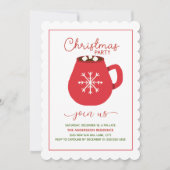 Rode witte hete cacao geschulpte kerstfeest kaart (Voorkant)