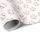 Rode Witte Honkbal Sportpatroon Cadeaupapier (Rol Hoek)