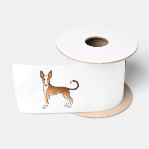 Rode & Witte Ibizan Hound Gladharige Cartoon Honde Satijnen Lint
