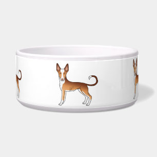 Rode & Witte Ibizan Hound Gladharige Cartoon Honde Voerbakje