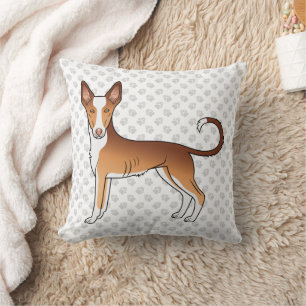 Rode & Witte Ibizan Hound Gladharige Hond En Poota Kussen