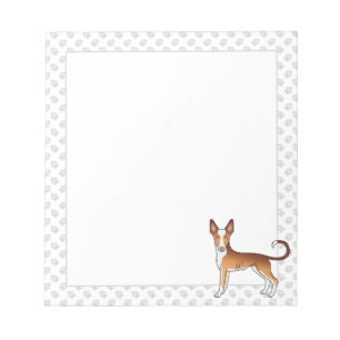 Rode & Witte Ibizan Hound Gladharige Hond En Poota Notitieblok
