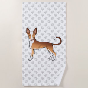 Rode & Witte Ibizan Hound Gladharige Hond En Poota Strandlaken