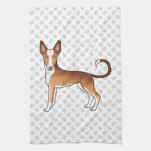 Rode & Witte Ibizan Hound Gladharige Hond En Poota Theedoek