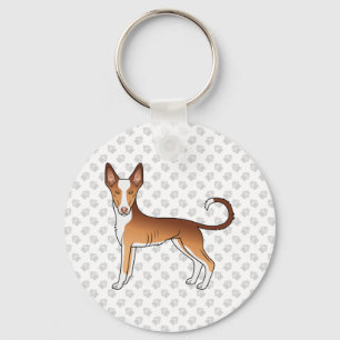 Rode & Witte Ibizan Hound Gladharige Hond En Pootj Sleutelhanger