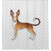 Rode & Witte Ibizan Hound Gladharige Hond En Poten Douchegordijn (Voorkant)