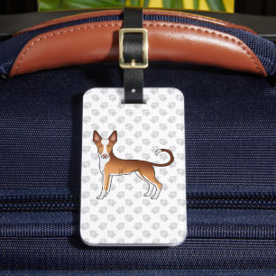 Rode & Witte Ibizan Hound Gladharige Hond Met Teks Bagagelabel