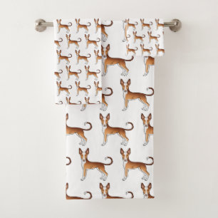 Rode & Witte Ibizan Hound Gladharige Hond Patroon Bad Handdoek