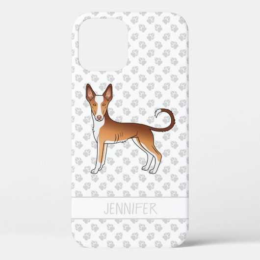 Rode & Witte Ibizan Hound met gladde vacht en naam Case-Mate iPhone Case (Achterkant)
