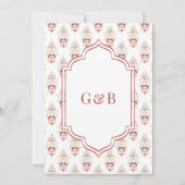 Rode Witte Ikat Anand Karaj Sikh bruiloft Kaart (Achterkant)