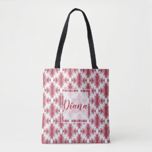 rode witte ikat geometrische etnische stijlfiguur tote bag