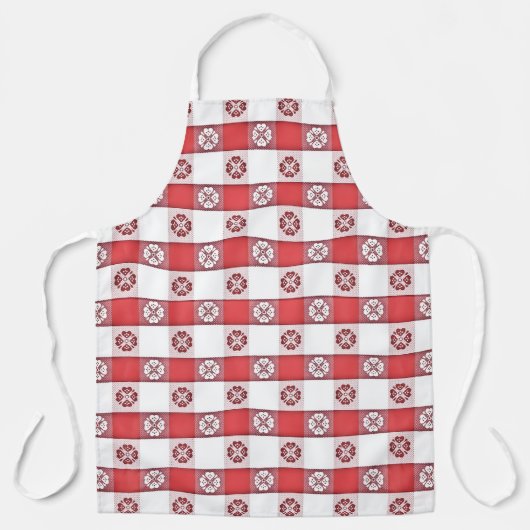 Rode Witte Italiaanse Tafelkleed Print Schort (Voorkant)