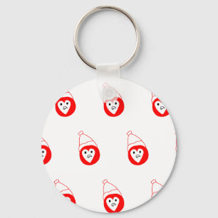 Rode Witte Joker cartoon met pet Face Design Koffi Sleutelhanger