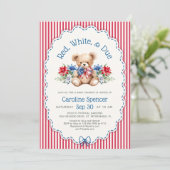 Rode Witte Juli Patriottische Baby Shower Kaart (Staand voorkant)