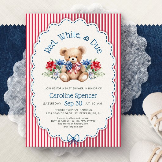 Rode Witte Juli Patriottische Baby Shower Kaart