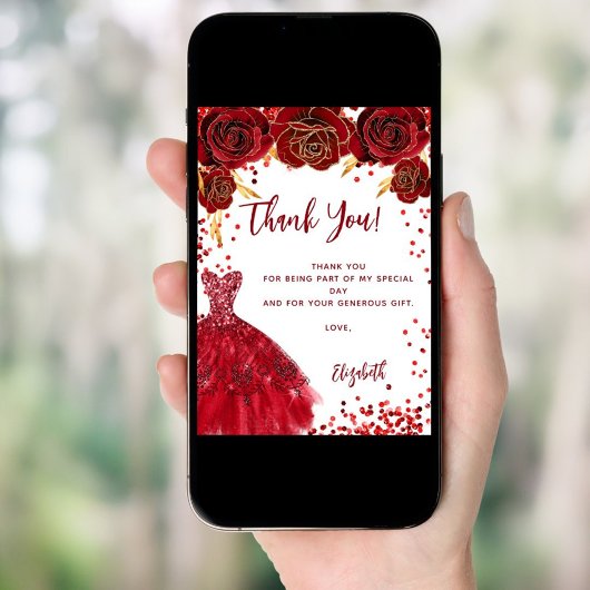 Rode witte jurk voor bloemenverjaardag dank je kaa kaart