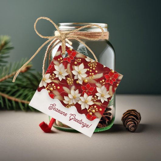 Rode Witte Kerst Bloemen Patroon#17 ID1009 Bedankjes Labels