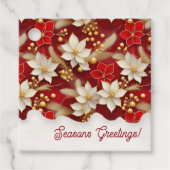 Rode Witte Kerst Bloemen Patroon#17 ID1009 Bedankjes Labels (Voorkant)