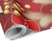 Rode Witte Kerst Bloemen Patroon#17 ID1009 Cadeaupapier (Rol Hoek)
