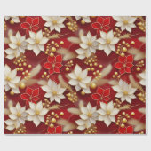 Rode Witte Kerst Bloemen Patroon#17 ID1009 Cadeaupapier (Vlak)
