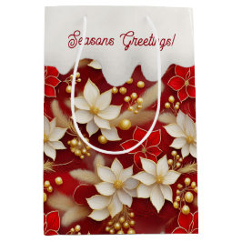 Rode Witte Kerst Bloemen Patroon#17 ID1009 Medium Cadeauzakje
