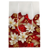 Rode Witte Kerst Bloemen Patroon#17 ID1009 Medium Cadeauzakje (Achterkant)