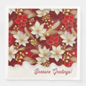 Rode Witte Kerst Bloemen Patroon#17 ID1009 Servet (Voorkant)