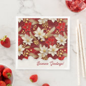 Rode Witte Kerst Bloemen Patroon#17 ID1009 Servet (Insitu)