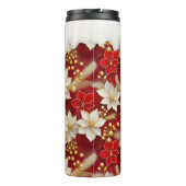 Rode Witte Kerst Bloemen Patroon#17 ID1009 Thermosbeker (Achterkant)