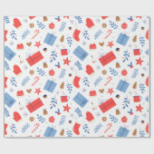 Rode witte kerst Handschoenen snoepriet Baubles Cadeaupapier (Vlak)