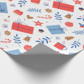 Rode witte kerst Handschoenen snoepriet Baubles Cadeaupapier (Hoek)