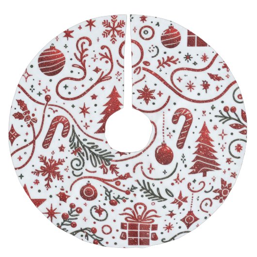 Rode Witte Kerst Holiday Boomkleed Kerstboom Rok (Voorkant)
