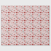 Rode Witte Kerst Inpakpapier (Vlak)