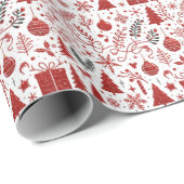 Rode Witte Kerst Inpakpapier (Rol Hoek)