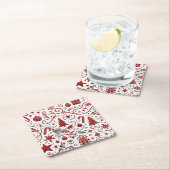 Rode Witte Kerst Papier Coaster Kartonnen Onderzetters (Insitu)