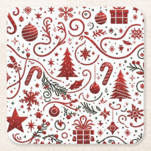 Rode Witte Kerst Papier Onderzetter